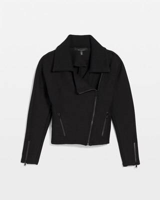 Asymmetrical Zipper Moto Sweater Jacket | White House Black